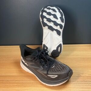 HOKA One One Clifton 9 Shoes Women's US 8 D Wide Running Black Lace-Up Sneakers